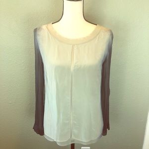 Viviana Uchitel Silk Chiffon Grey and Blue Blouse